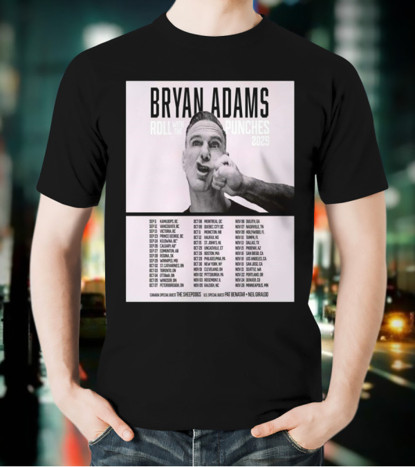 Bryan Adams Roll With The Punches 2025 North America Tour T-Shirt