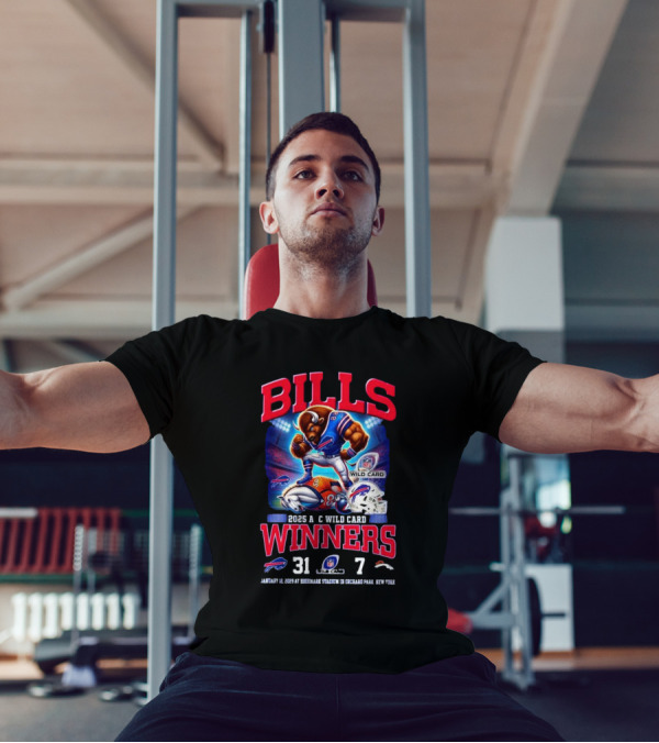Buffalo Bills 2025 AFC Wild Card Winner Beat Denver Broncos 31-7 Mascot T-Shirt