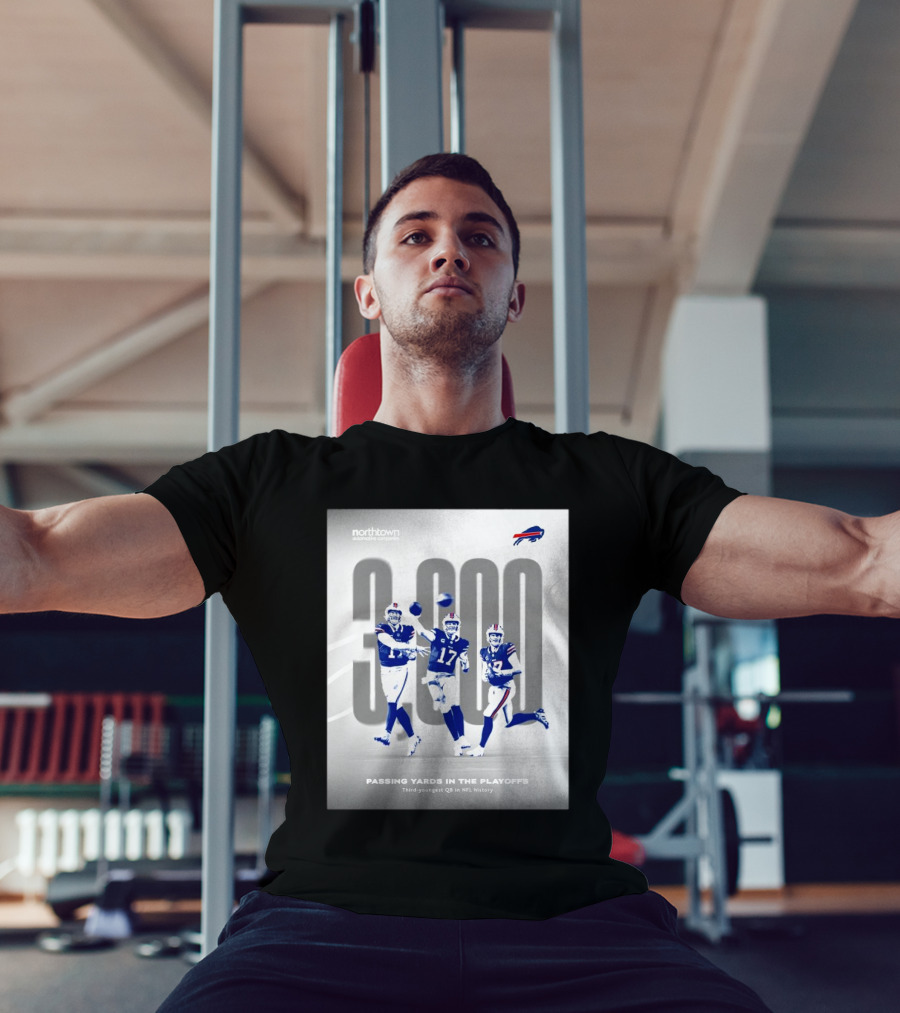 Buffalo Bills 3000 Passing Yards In The Playoffs Third-Youngest QB In NFL History T-Shirt