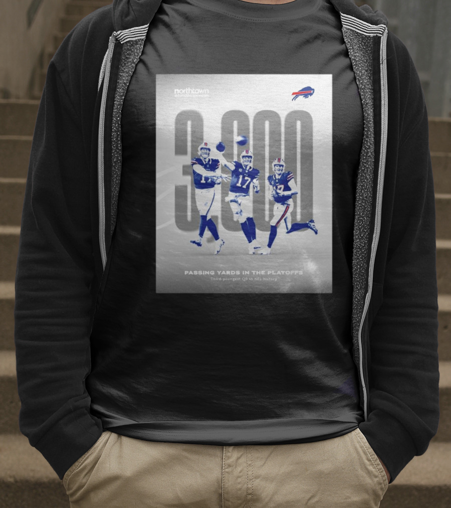 Buffalo Bills 3000 Passing Yards In The Playoffs Third-Youngest QB In NFL History T-Shirt