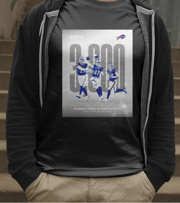 Buffalo Bills 3000 Passing Yards In The Playoffs Third-Youngest QB In NFL History T-Shirt