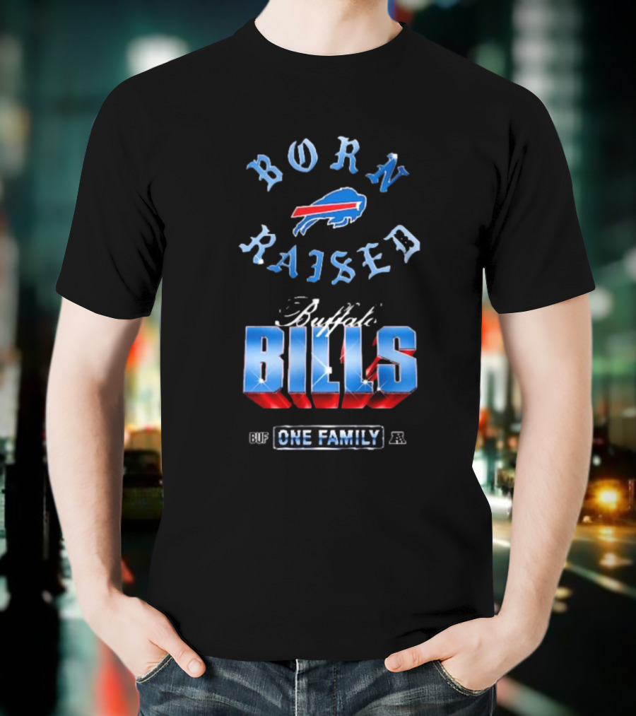 Buffalo Bills Born X Raised BUF One Family Chrome Rocker T-Shirt
