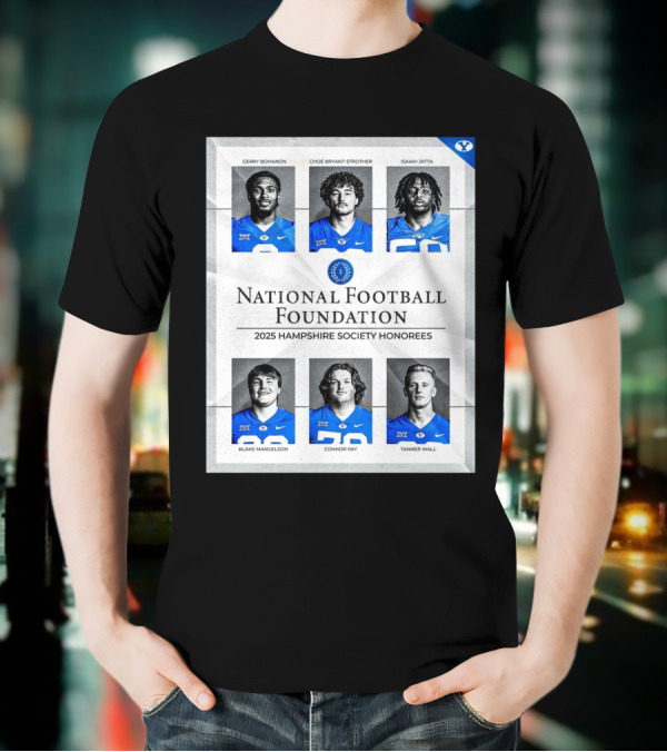 BYU Cougars National Football Foundation 2025 Hampshire Society Honorees Bohanon Bryant-Strother Jatta T-Shirt