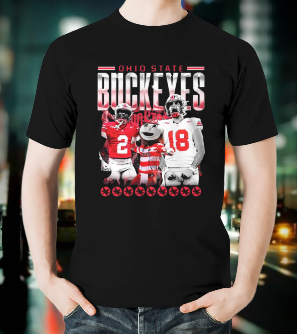 Caleb Downs X Will Howard Ohio State Buckeyes Mascot Graphic T-Shirt