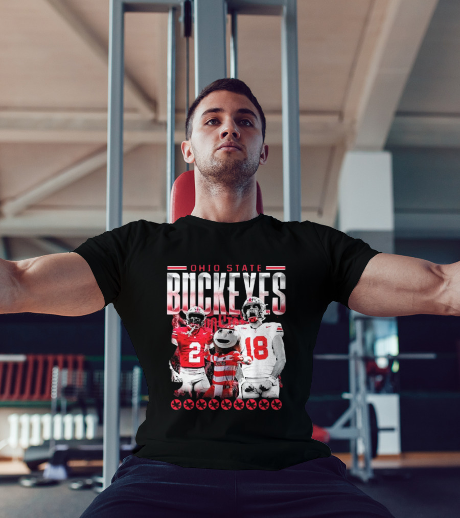 Caleb Downs X Will Howard Ohio State Buckeyes Mascot Graphic T-Shirt