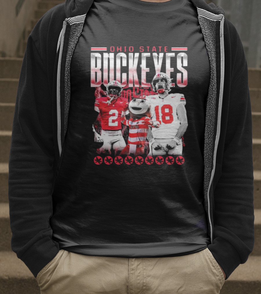 Caleb Downs X Will Howard Ohio State Buckeyes Mascot Graphic T-Shirt
