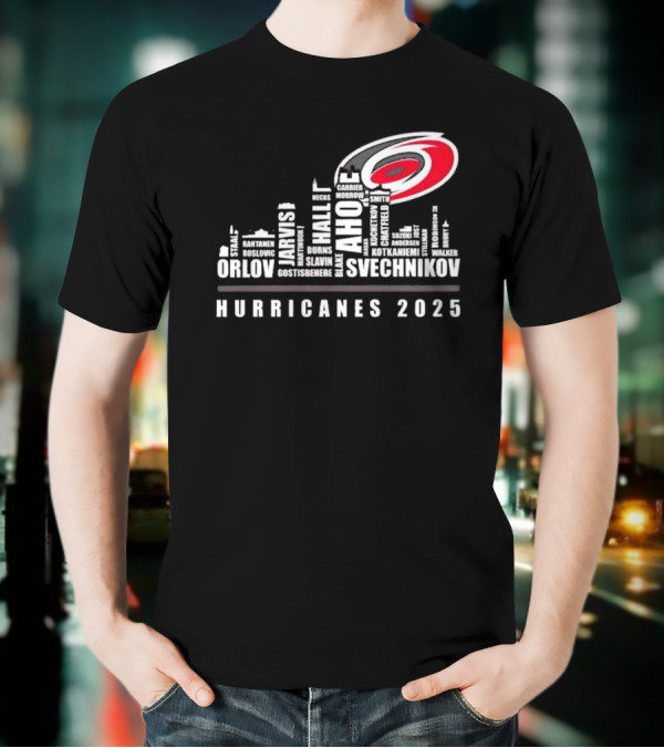 Carolina Hurricanes 2025 Players Names City Skyline T-Shirt