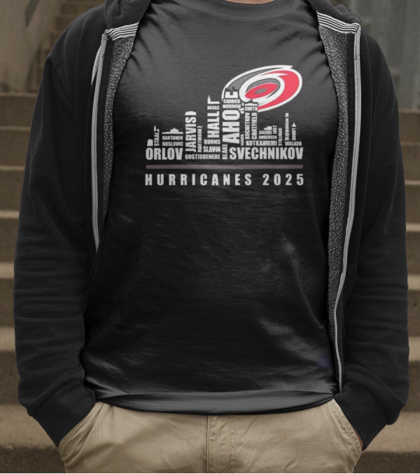 Carolina Hurricanes 2025 Players Names City Skyline T-Shirt