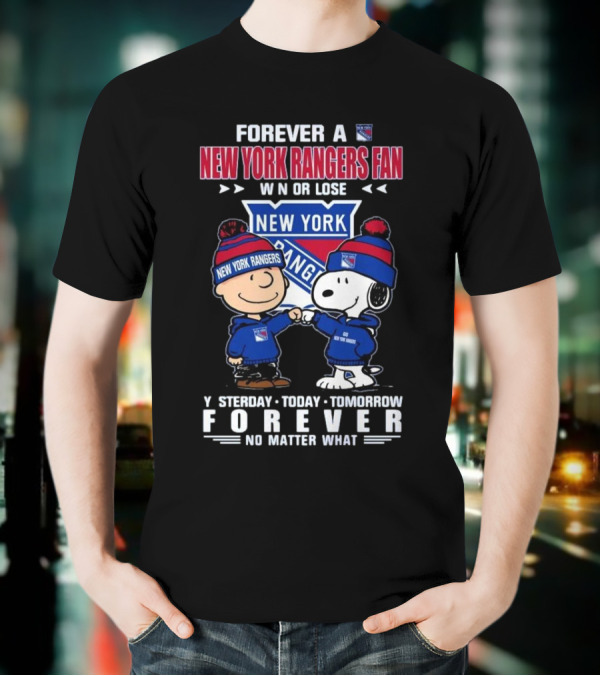 Charlie Brown And Snoopy Forever A New York Rangers Fan Win Or Lose Yesterday Today Tomorrow Forever T-Shirt