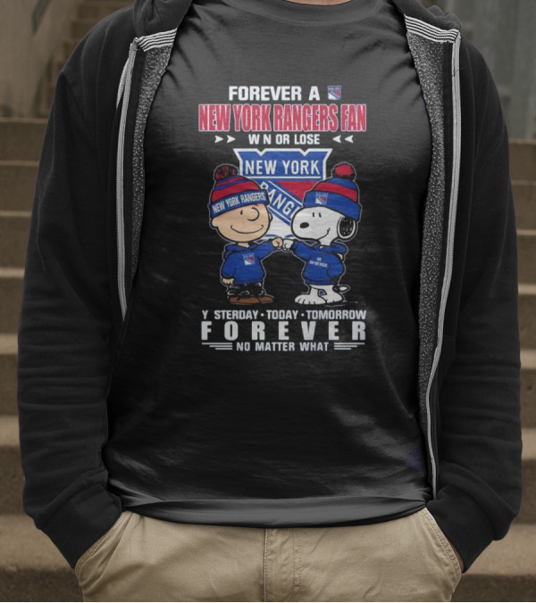 Charlie Brown And Snoopy Forever A New York Rangers Fan Win Or Lose Yesterday Today Tomorrow Forever T-Shirt