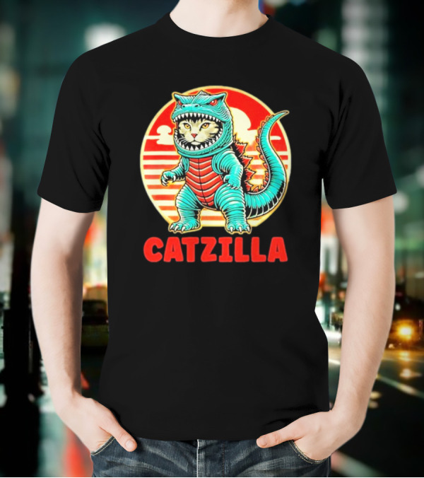 Cat Catzilla Cat Mom Cat Dad T-Shirt