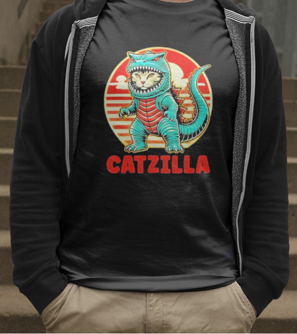 Cat Catzilla Cat Mom Cat Dad T-Shirt