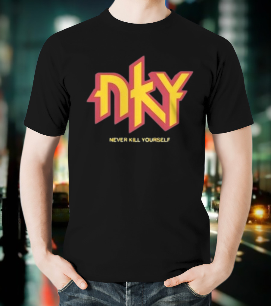 Christopher M Lafon Wearing Nyk Never Kill Yourself T-Shirt