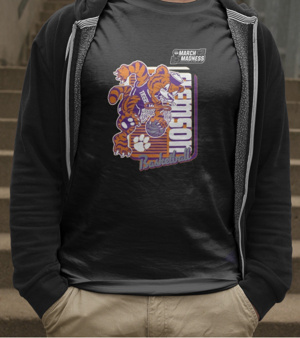 Clemson Basketball March Madness Dunking Tiger Mascot T-Shirt