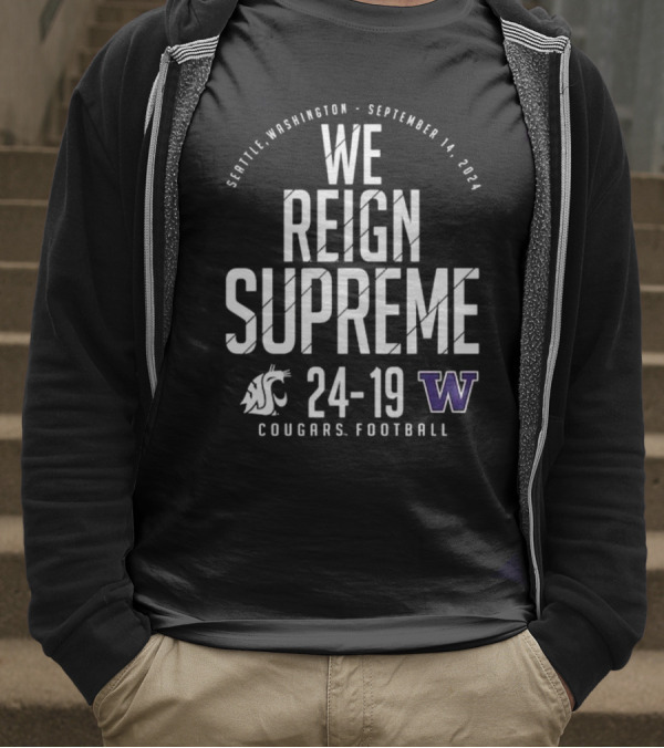 Crimson Washington State Cougars Vs. Washington Huskies Score T-Shirt