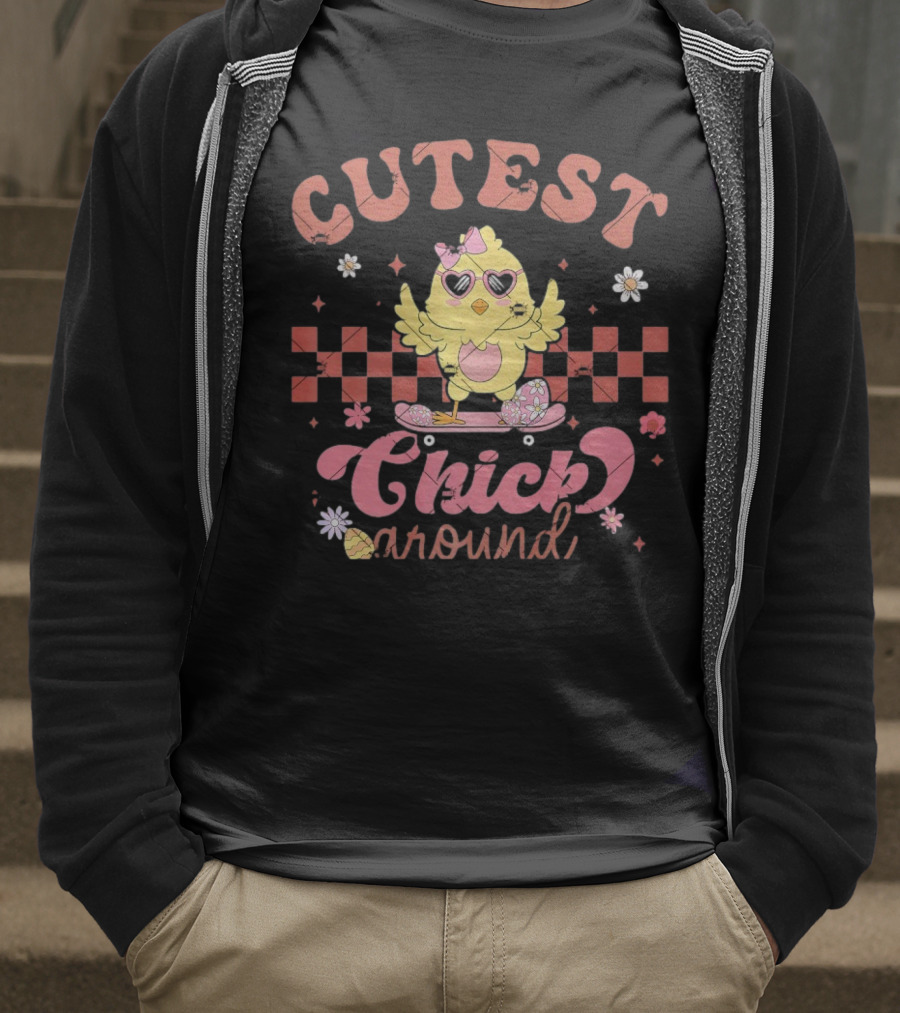 Cutest Chick Around Retro Chicken Easter Egg Hunt T-Shirt