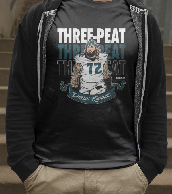Darian Kinnard Three-Peat Philadelphia Eagles NFL Football T-Shirt