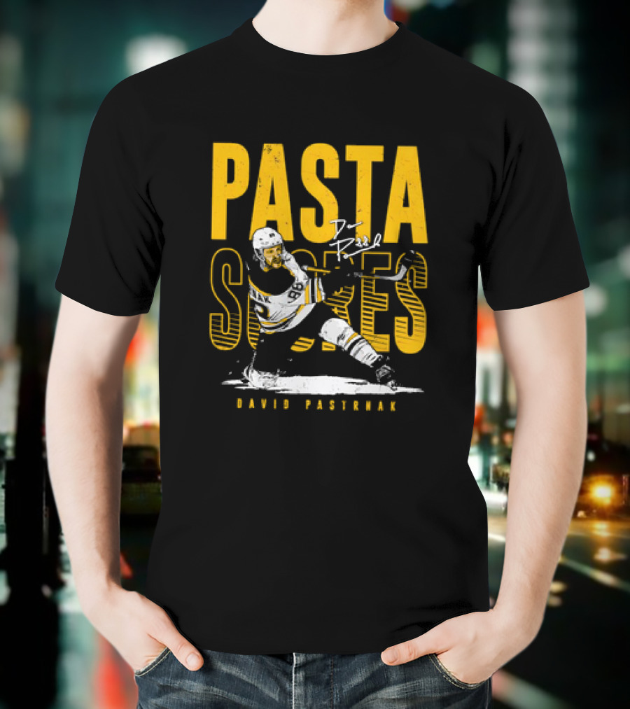 David Pastrnak Boston Bruins NHL Hockey Pasta Scores Signature Vintage T-Shirt