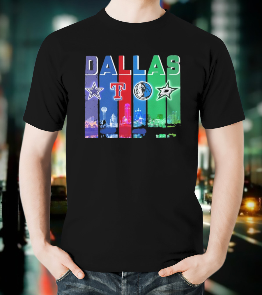 Dallas Retro Skyline Sports Teams Logo T-Shirt