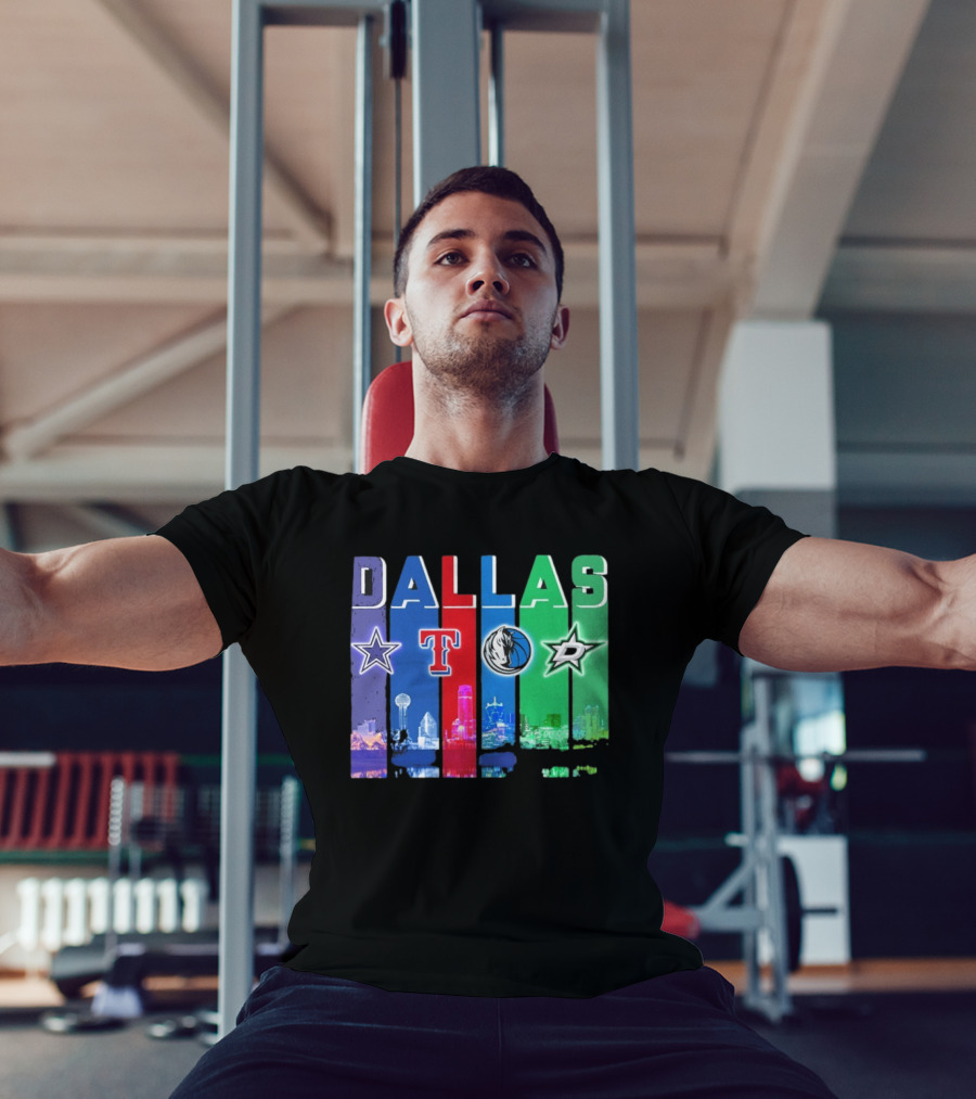 Dallas Retro Skyline Sports Teams Logo T-Shirt
