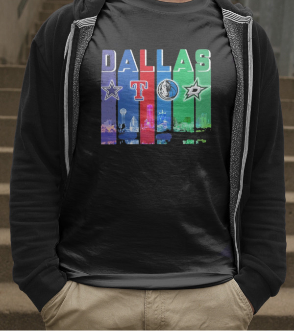 Dallas Retro Skyline Sports Teams Logo T-Shirt