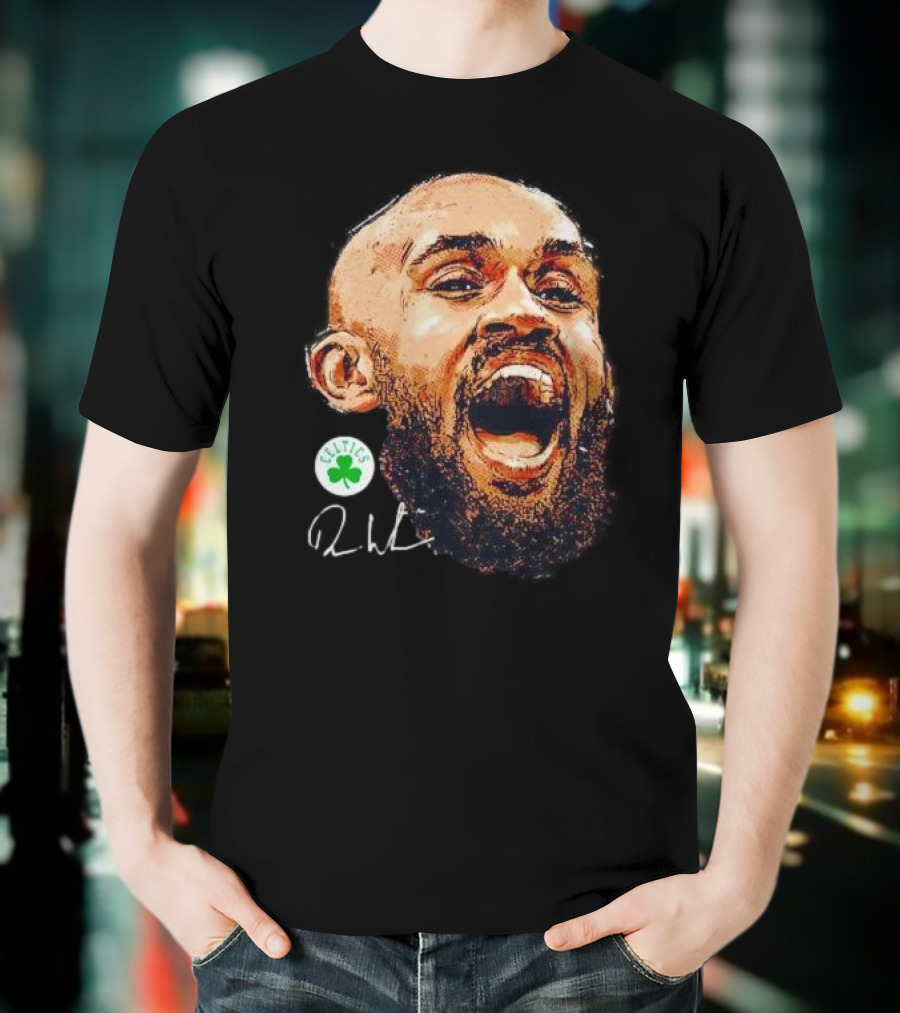 Derrick White Boston Celtics Portrait Signature T-Shirt