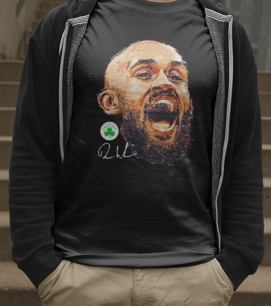 Derrick White Boston Celtics Portrait Signature T-Shirt