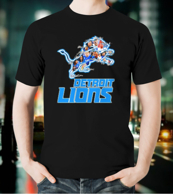 Detroit Lions Photos Coach Dan Campbell And Players Signatures T-Shirt