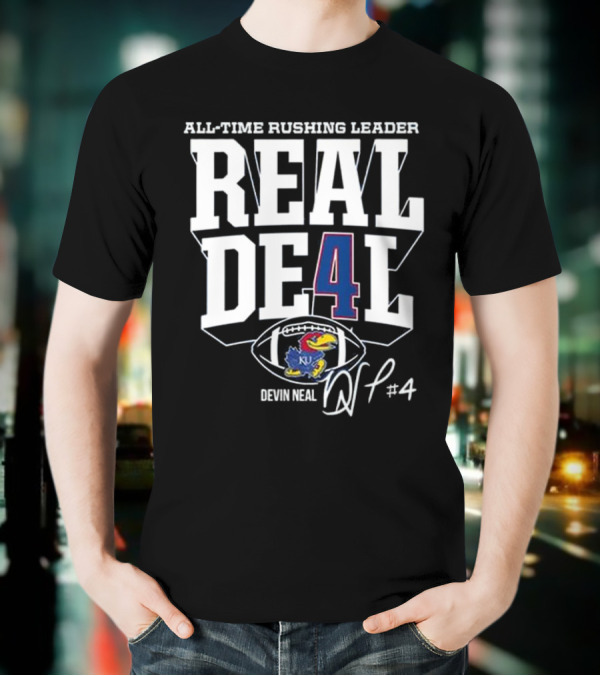 Devin Neal Jayhawks All-Time Rushing Leader Real Deal T-Shirt