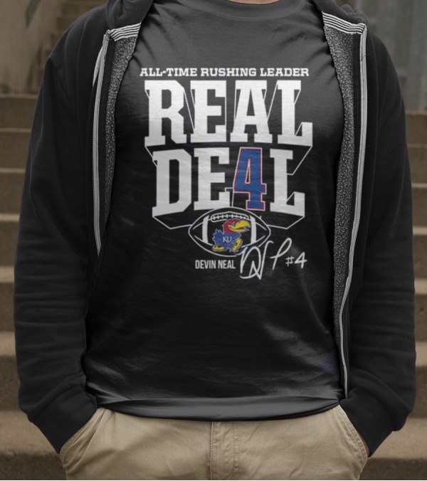 Devin Neal Jayhawks All-Time Rushing Leader Real Deal T-Shirt