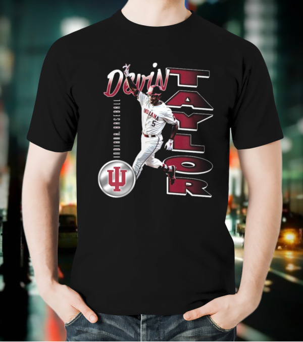 Devin Taylor Illustrated Indiana Hoosiers Baseball NCAA 2025 Graphic T-Shirt