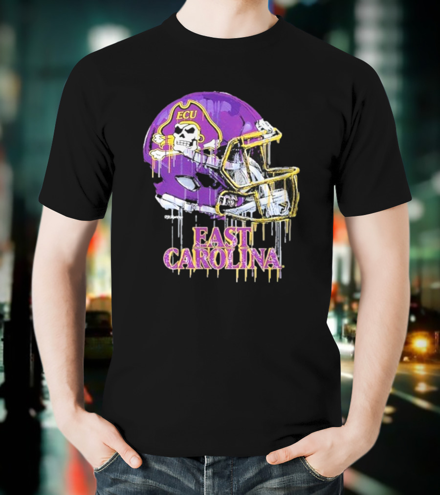 ECU Pirates Dripping Football Helmet T-Shirt