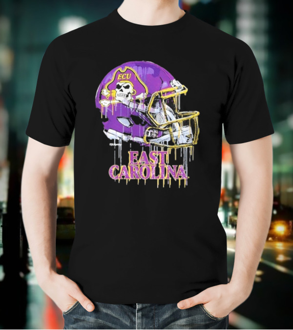 ECU Pirates Dripping Football Helmet T-Shirt