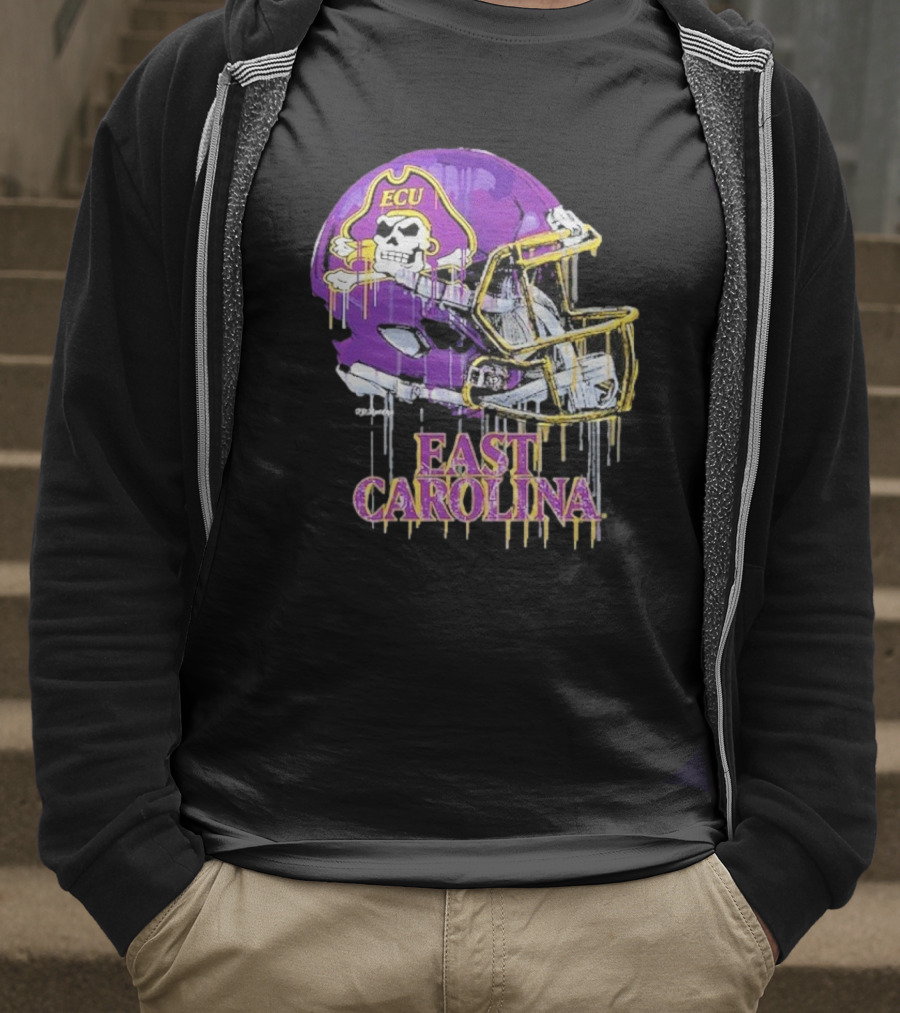 ECU Pirates Dripping Football Helmet T-Shirt
