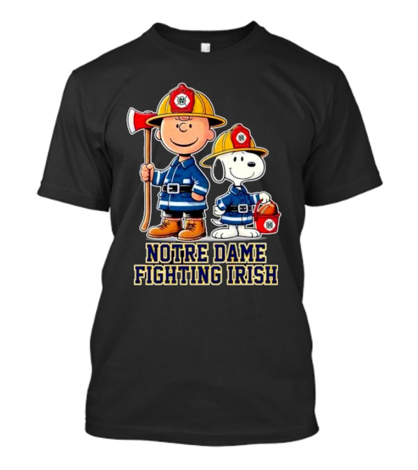 Firefighter Charlie Brown And Snoopy Notre Dame Fighting Irish T-Shirt