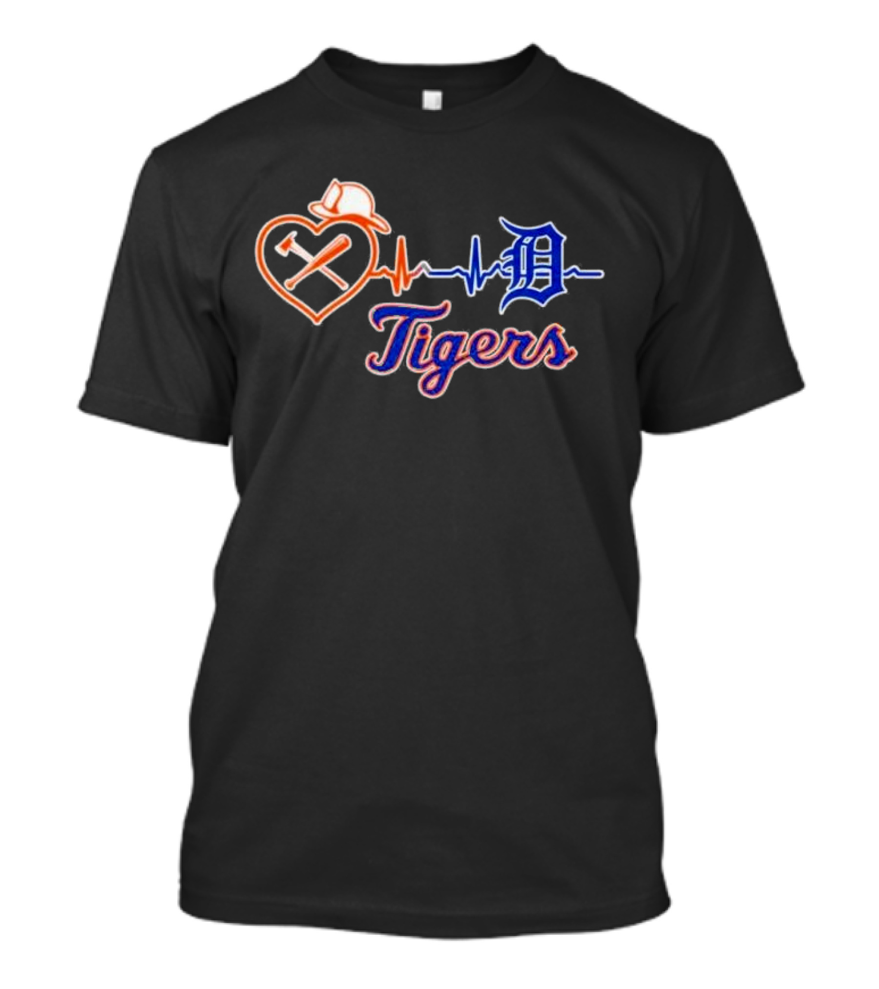 Firefighter Detroit Tigers Heartbeat T-Shirt