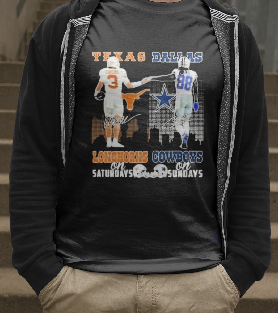 Ewers And Lamb Longhorns On Saturdays Cowboys On Sundays T-Shirt