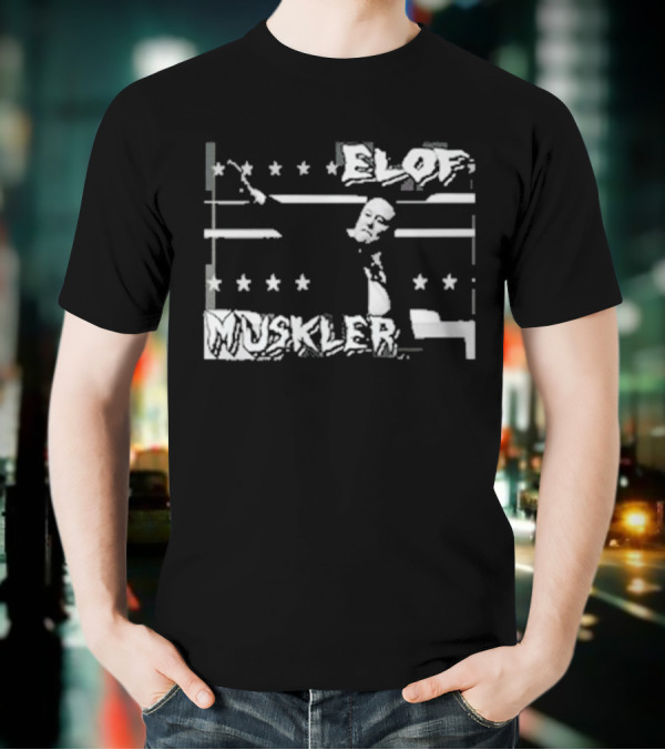 Elof Muskler Bold Star Pattern With Strongman Silhouette T-Shirt