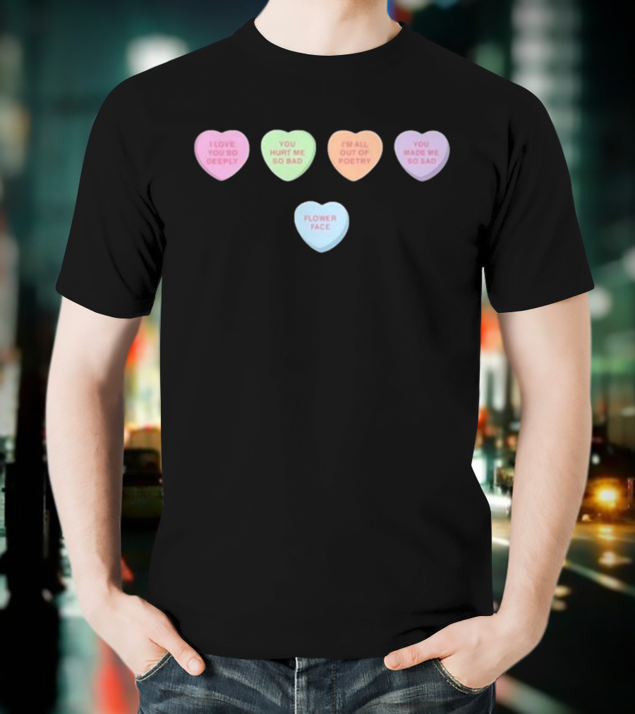 Flower Facem Candy Hearts T-Shirt
