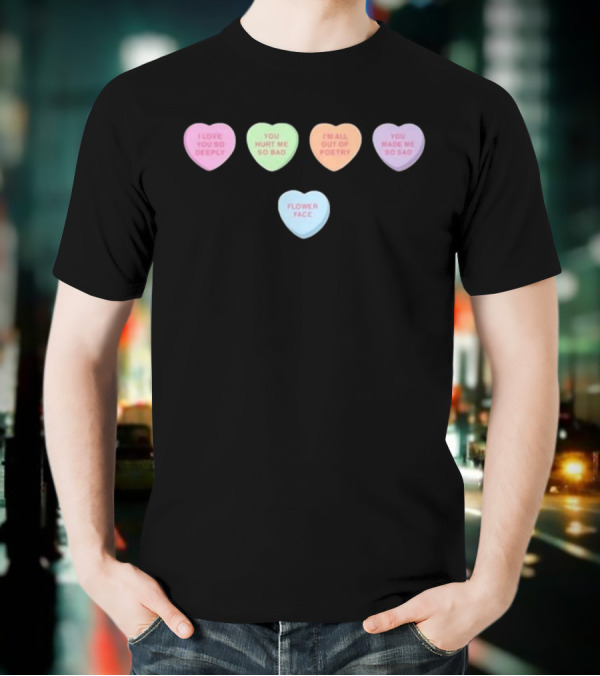 Flower Facem Candy Hearts T-Shirt