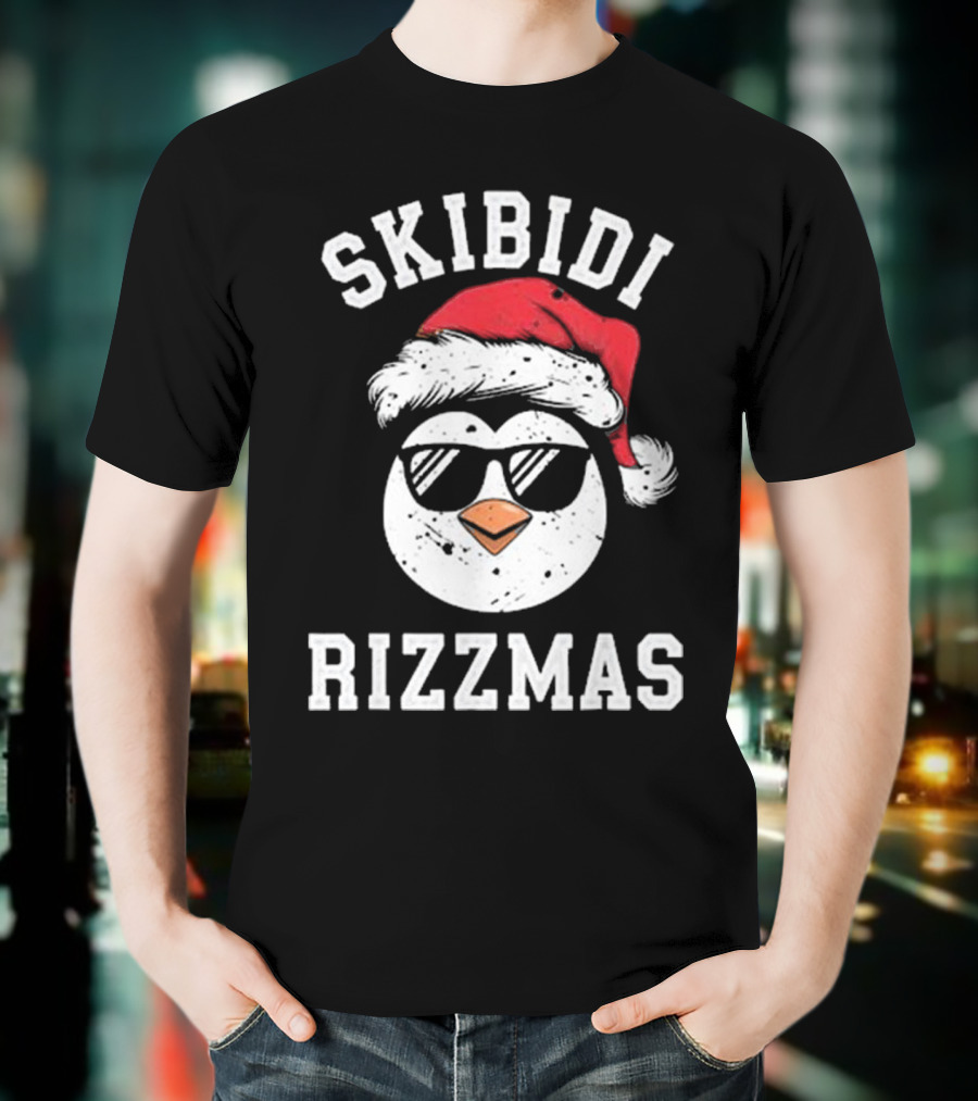 Funny Christmas Penguin Skibidi Rizzmas Merry Rizzmas T-Shirt