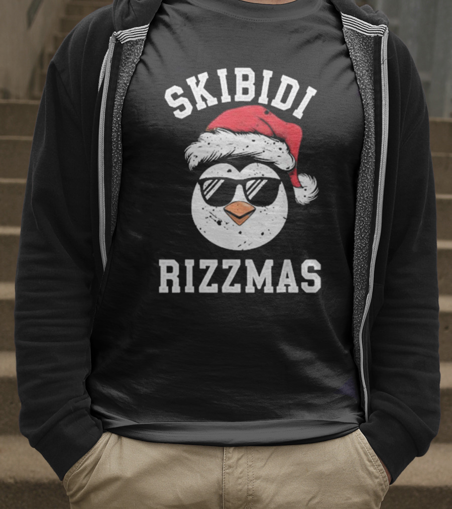 Funny Christmas Penguin Skibidi Rizzmas Merry Rizzmas T-Shirt
