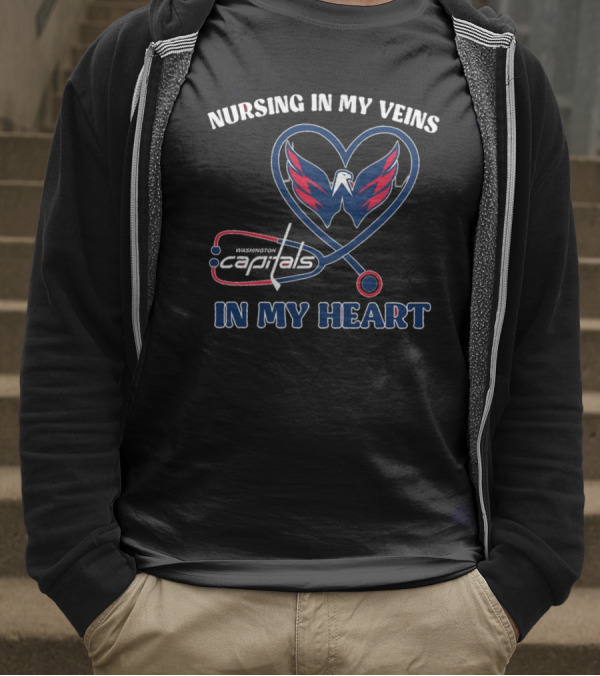 Funny Nursing In My Veins Washington Hockey In My Heart T-Shirt