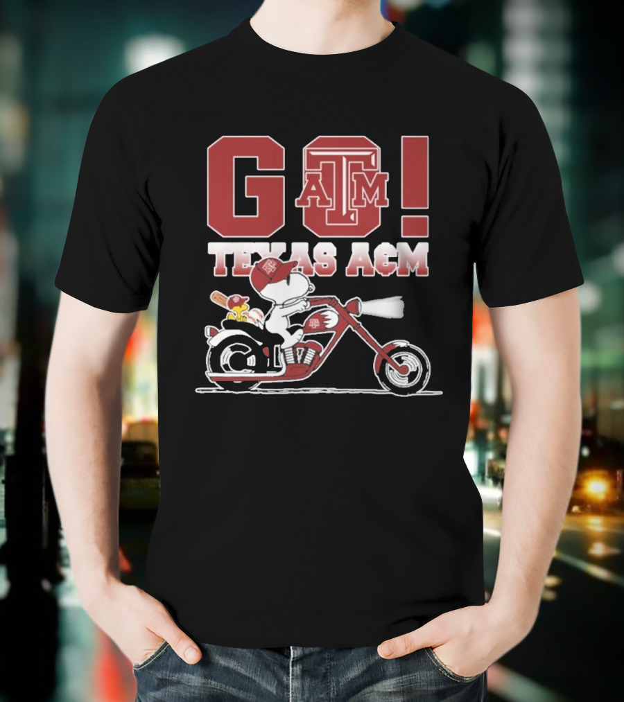 Go Texas A&m Snoopy Motoby T-Shirt