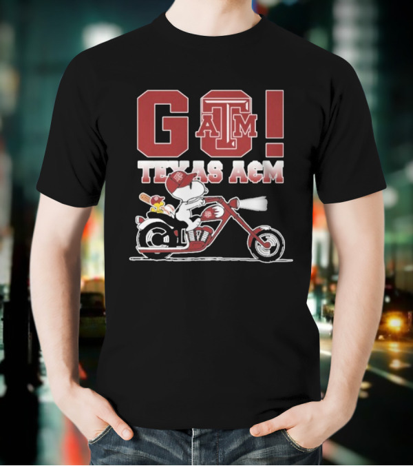 Go Texas A&m Snoopy Motoby T-Shirt