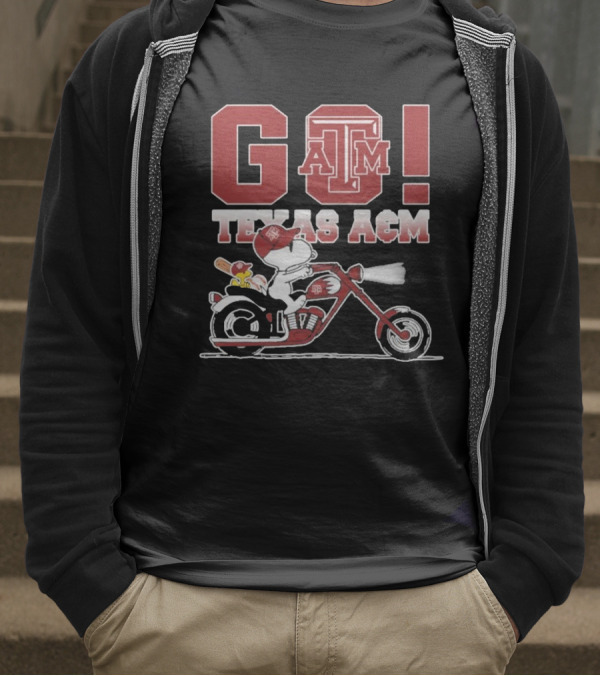 Go Texas A&m Snoopy Motoby T-Shirt