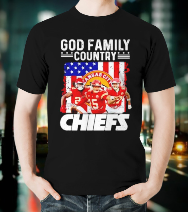 God Family Country Kansas City Chiefs Signatures T-Shirt