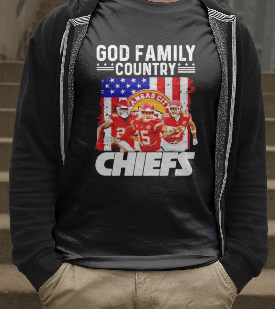 God Family Country Kansas City Chiefs Signatures T-Shirt