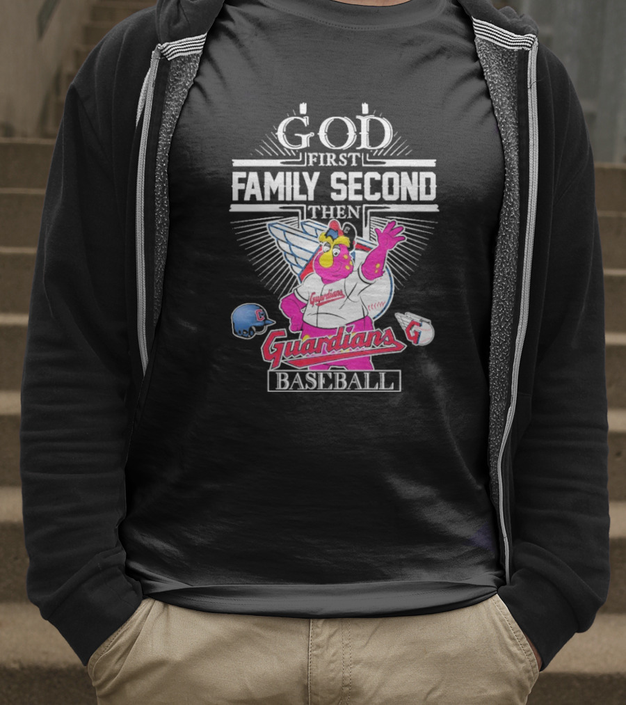 God First Family Second Then Cleveland Guardians Baseball Mascot T-Shirt
