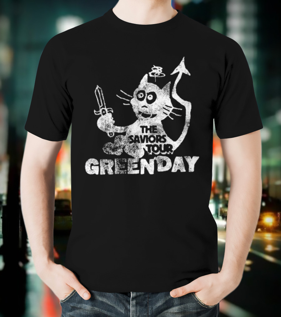 Green Day Cat And Sword T-Shirt